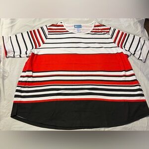 🆕 Koret Red White & Blue Striped T-Shirt 3/4 sleeves Women’s 2XL NWOT